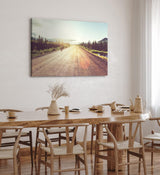 Paul Sinus Wandbild 120x80cm Straße Sonnenschein Berge Tannenbäume Natur Alaska