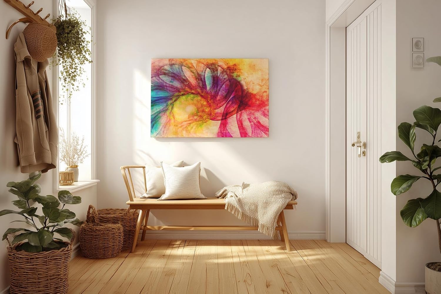 Sinus Art Wandbild 120x80cm Die floralen Linien und Farbverläufe erzeugen einen frischen lebendigen Eindruck im Raum