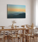 Paul Sinus Wandbild 120x80cm Berglandschaft Berge Gebirge Tannen Natur Sonnenuntergang
