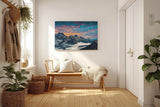 Sinus Art Wandbild 120x80cm Imposantes Alpenmotiv mit schroffen Gipfeln und Wolkenmeer für starke Raumwirkung