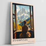 Paul Sinus Leinwandbild 60x90cm Leinwandbild Zugspitze Alpen Berglandschaft Seilbahn Panorama Fensterblick Natur Herbst Farben Lichtstimmung Aussicht