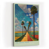 Paul Sinus Wandbild in 40x60cm The Tropic Trail mit farbintensiver Palmenallee und geometrischem Himmel für lebendige Raumgestaltung