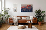 Sinus Art Wandbild 120x80cm Spektakuläre Felsformationen der Dolomiten im rötlichen Licht der untergehenden Sonne