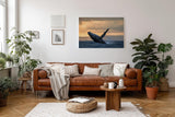 Sinus Art Wandbild 120x80cm Der Wal im Sprung vor dem Sonnenuntergang strahlt Kraft und Freiheit aus