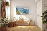 Sinus Art Wandbild 120x80cm Zerklüftete Bergformationen im Nebelmeer für eine ruhige und geheimnisvolle Raumwirkung