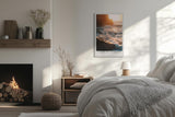 Paul Sinus Leinwandbild 60x90cm Ewige Klippen – Dramatische Meeresbrandung mit goldenen Lichtreflexen und kraftvoller Bewegung