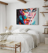 Wandbild 120x80cm Porträt einer jungen Frau Feminin Farbenfroh Abstrakt