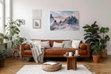 Sinus Art Wandbild 120x80cm Imposante Schneelandschaft mit Sonnenlicht auf Gipfeln für klare und ruhige Raumwirkung