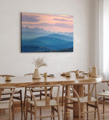 Paul Sinus Wandbild 120x80cm Gebirge Berglandschaft Sonnenuntergang Hügel Blau