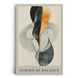 Paul Sinus Leinwandbild 40x60cm Echoes of Balance – Abstrakt, Harmonie, Linien, Bewegung, Minimalismus, Schwarz, Weiß, Orange, Design, Kunst