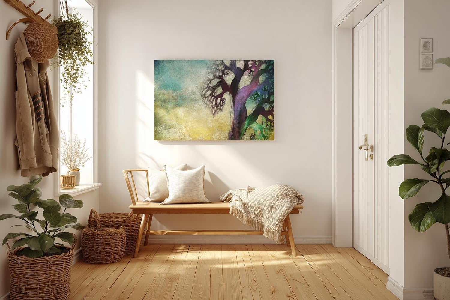 Sinus Art Wandbild 120x80cm Der mystische Baum mit farbigen Ästen wirkt magisch und faszinierend zugleich