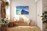 Sinus Art Wandbild 120x80cm Das Boot in der Bildmitte lenkt den Blick hinaus aufs offene Meer und vermittelt Fernweh