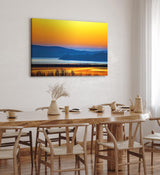 Paul Sinus Wandbild 120x80cm Landschaftsbild See roter Himmel Abendröte Vögel Natur