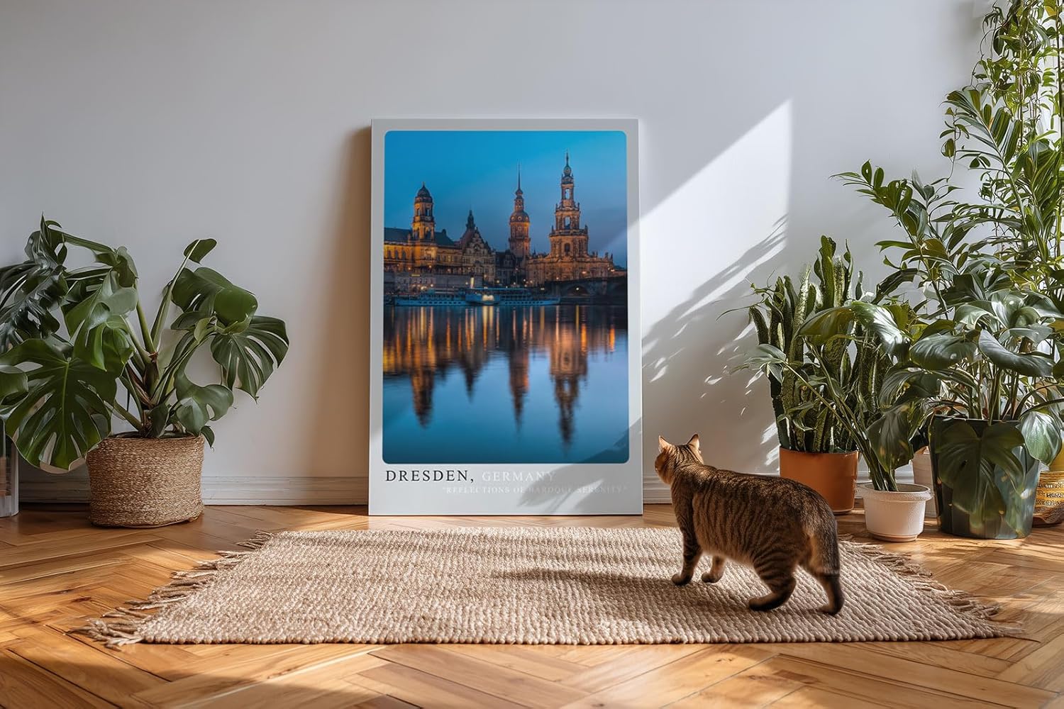 Paul Sinus Kunstdruck 40x60cm Dresden Germany – Barocke Altstadt mit Spiegelung in der Elbe bei abendlichem Licht