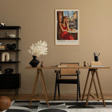 Paul Sinus Leinwandbild 60x90cm Leinwandbild Romantische Pariser Café-Szene – Frau im roten Kleid, impressionistische Stadtansicht, französischer Charme