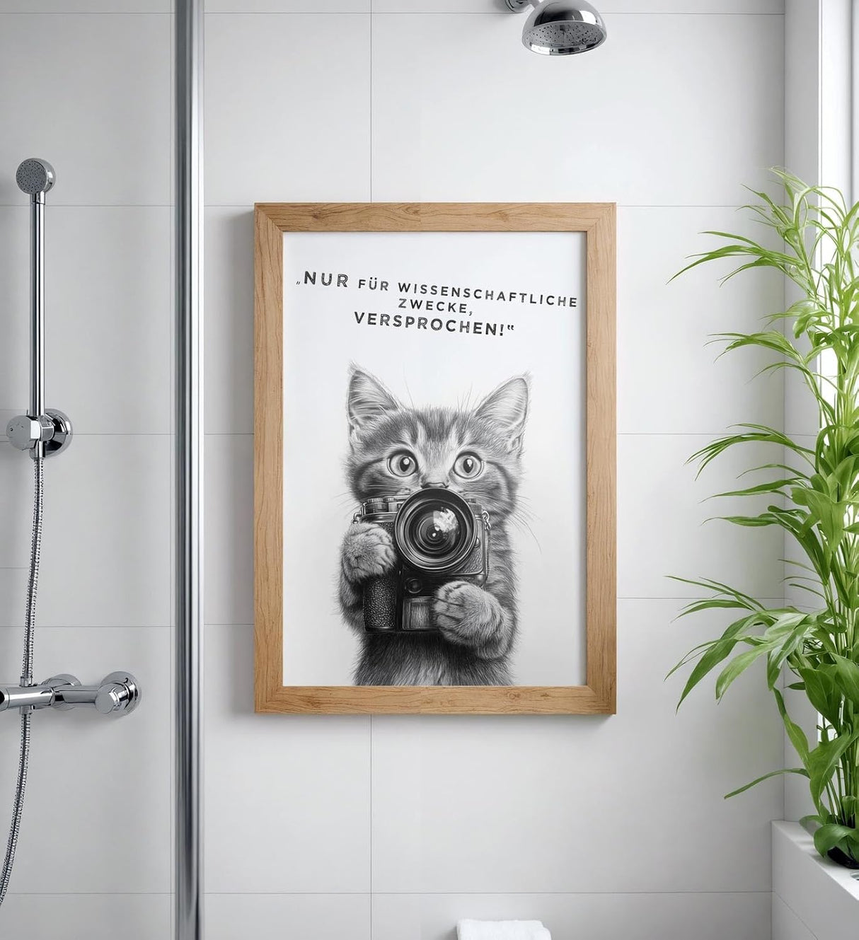 Paul Sinus Poster/Leinwandbild/Rahmenoption Lustiges Katzenbild – Witzige Klo-Deko fürs Gäste-WC – Perfekt für Humorvolle