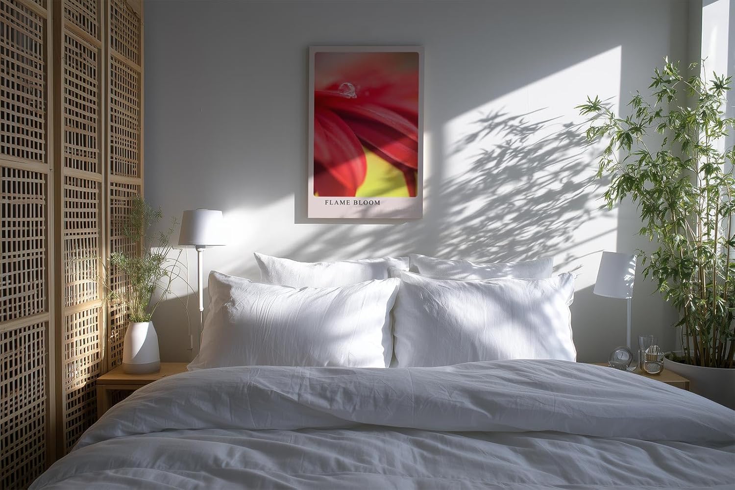 Paul Sinus Kunstdruck 40x60cm Flame Bloom Rote Blume Wassertropfen Makro Nahaufnahme Detail
