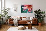 Sinus Art Wandbild 120x80cm Detailreiche Blütenaufnahme mit Bewegung und Leichtigkeit auf natürlichem Grund
