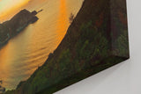 Sinus Art Wandbild 120x80cm Atemberaubender Sonnenuntergang über Küstenlinie mit weichem Farbverlauf