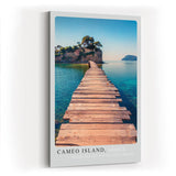 Paul Sinus Kunstdruck 40x60cm Cameo Island mit Holzsteg und türkisblauem Meer auf Zakynthos