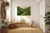 Sinus Art Wandbild 120x80cm Reisterrassen und Flusstal im weichen Licht der Morgensonne mit weiter Perspektive