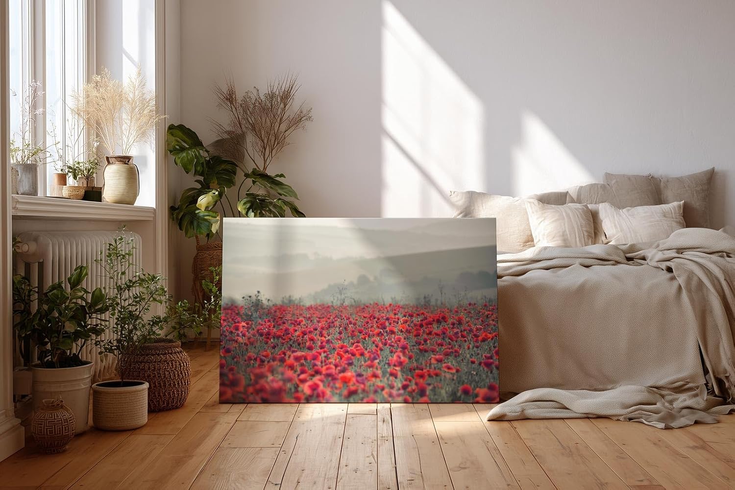 Sinus Art Wandbild 120x80cm Friedliche Blumenlandschaft mit Weitblick und natürlicher Farbintensität