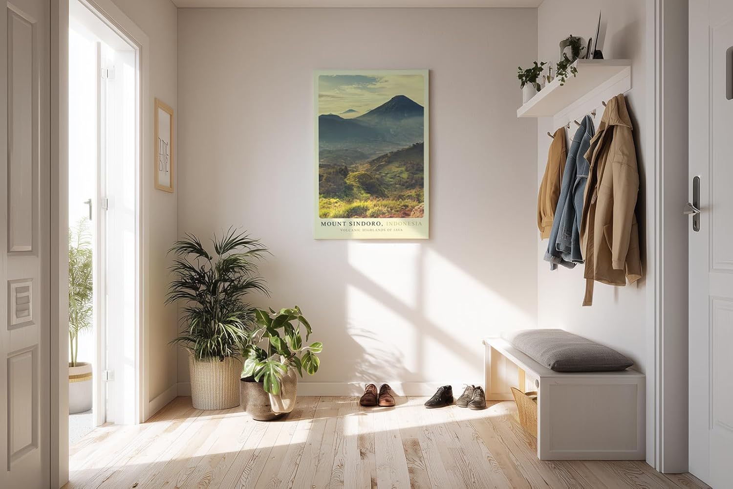 Paul Sinus Kunstdruck 40x60cm Mount Sindoro Indonesia Vulkanlandschaft auf Java im Morgenlicht mit tropischer Vegetation