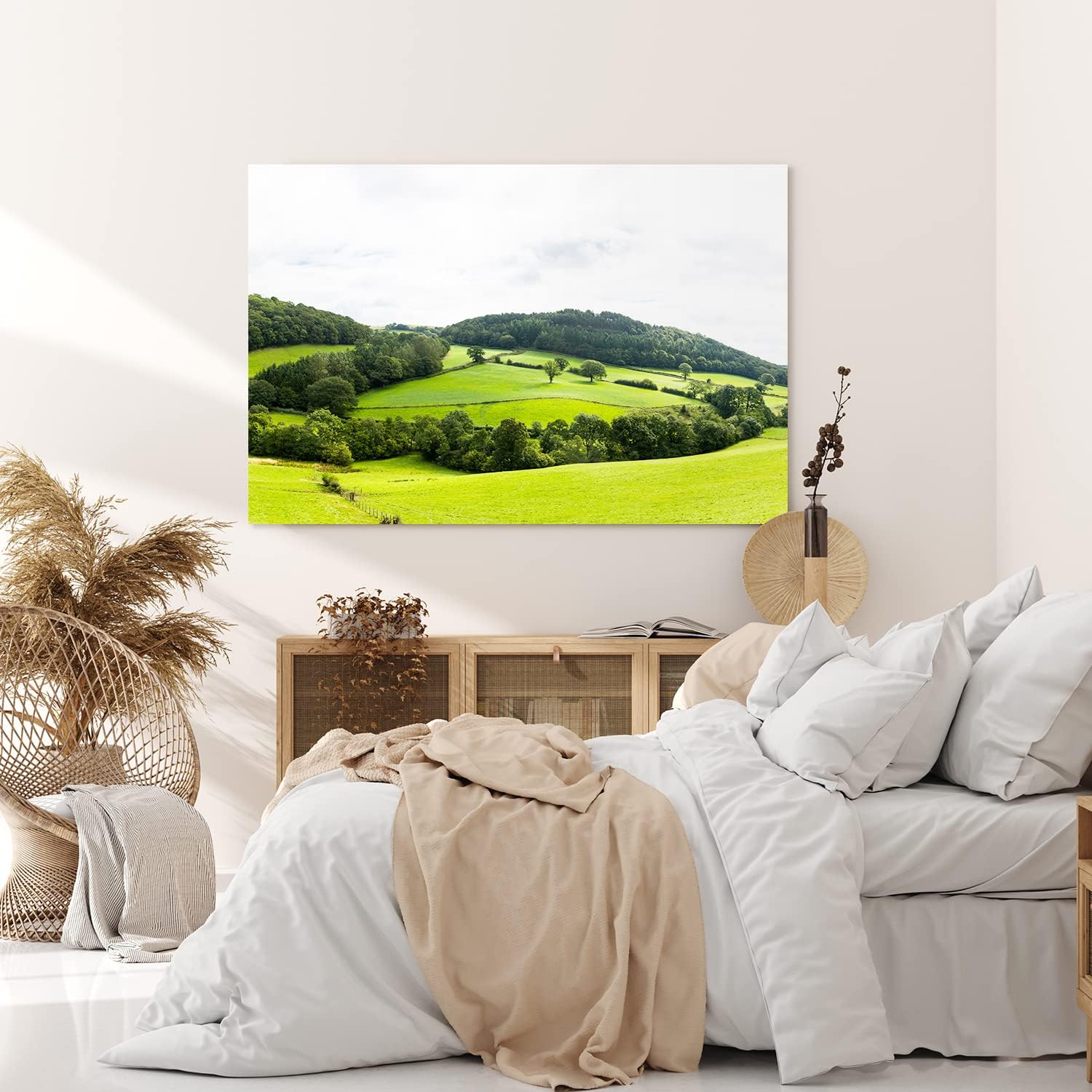Paul Sinus Wandbild 120x80cm Landschaft Natur Berge Hügel Grün Bäume Wiese