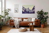Sinus Art Wandbild 120x80cm Schneebedeckte Berge und nebelverhangene Täler in beeindruckender Komposition