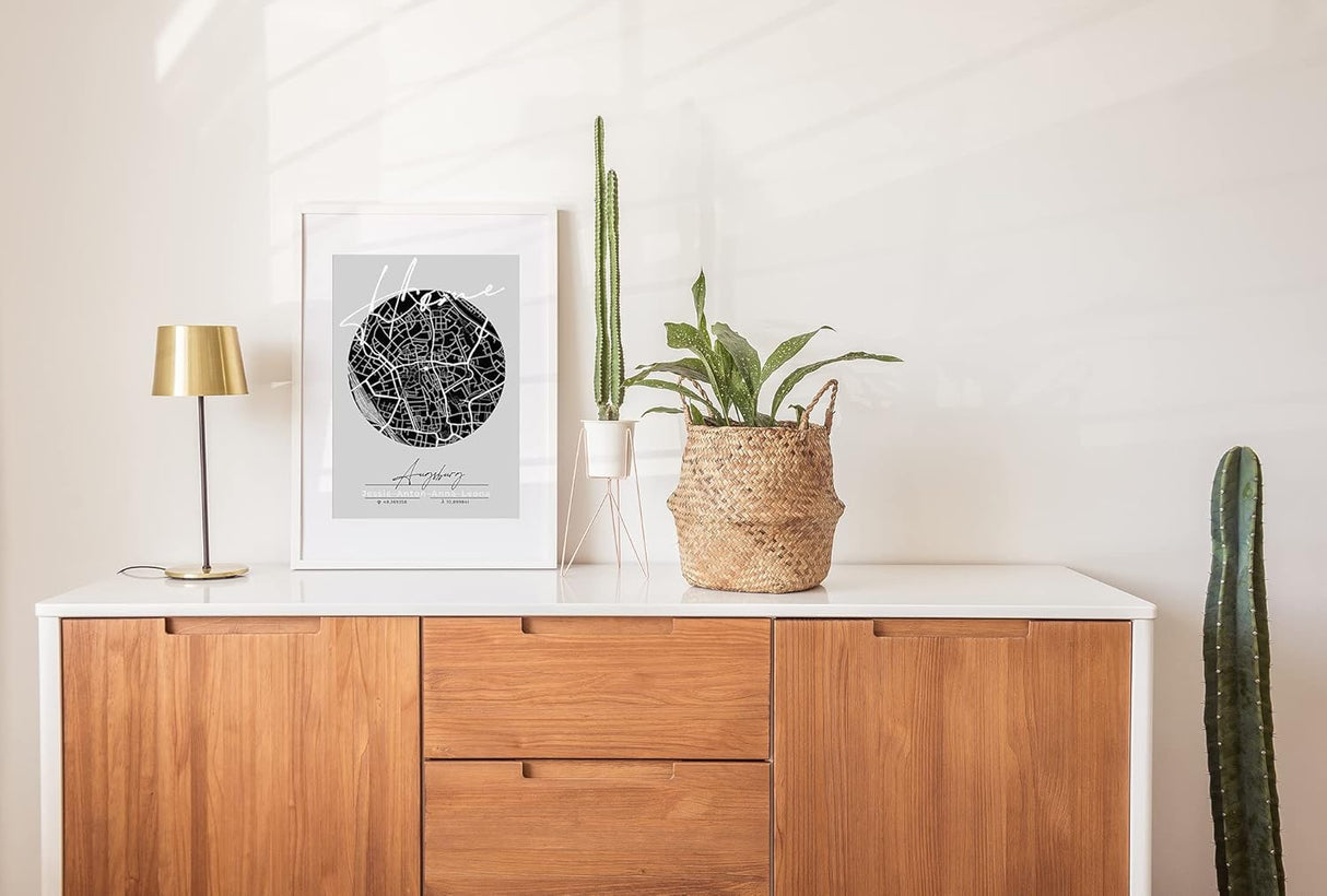 Paul Sinus personalisierter Bilderrahmen mit deinen GPS Koordinaten und Namen. 30cm x 42cm Holz Wechselrahmen mit Glas und Passepartout. Individueller Stadtplan. (ohne Rahmen)