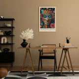 Paul Sinus Leinwandbild 60x90cm Psychedelisches Orakel – Visionäres Porträt mit leuchtenden Farben, abstrakten Mustern und surrealer Tiefenwirkung