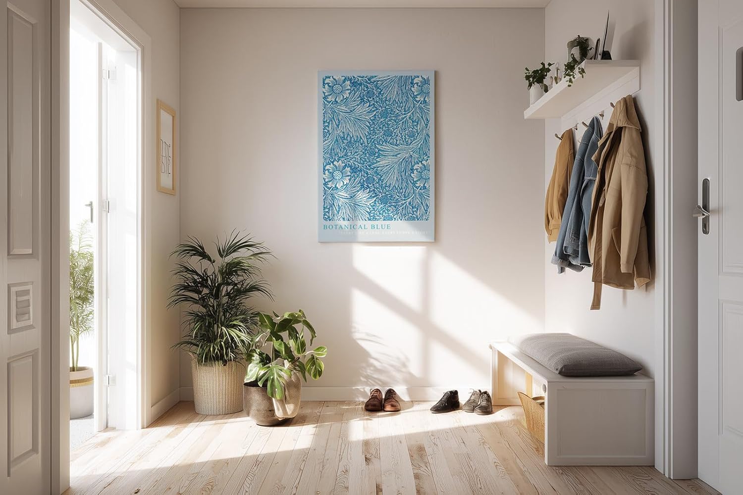 Paul Sinus Kunstdruck 40x60cm Botanical Blue florales Ornament in Blau und Weiß für stilvolle Räume