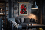 Paul Sinus Wandbild in 40x60cm Graphic Bloom – Rote Blüten im grafischen Pop-Art-Stil mit Linienund Punktmuster