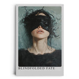 Paul Sinus Leinwandbild 80x120cm Blindfolded Fate geheimnisvolles Porträt mit schwarzer Augenbinde surreal mystisch dunkle Ästhetik