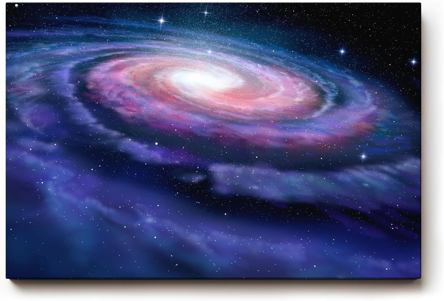 Sinus Art Wandbild 120x80cm Spiralförmige Galaxie mit hell leuchtendem Zentrum im Weltraum – geheimnisvoll und schön