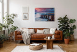 Sinus Art Wandbild 120x80cm Mächtige Wasserfälle vor weitläufiger Landschaft mit intensivem Himmel