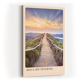 Paul Sinus Kunstdruck 40x60cm Boca do Inferno Azoren mit Weg auf dem Vulkangrat bei Sonnenuntergang