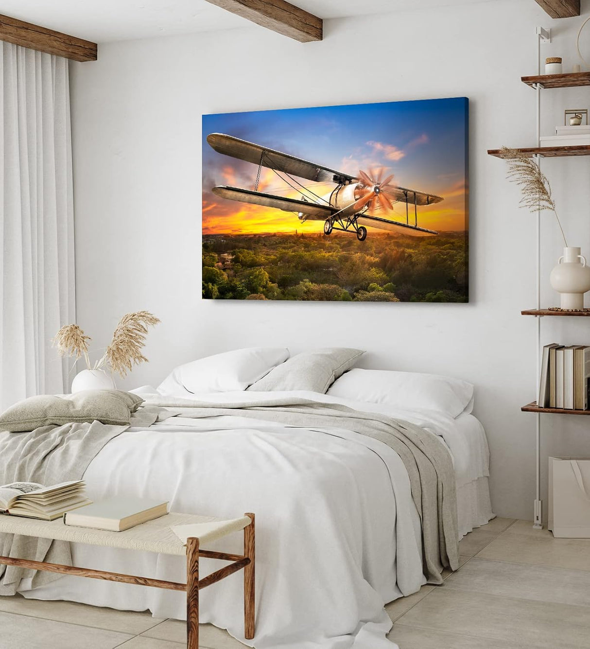 Paul Sinus Wandbild 120x80cm Propellerflugzeug Flugzeug über Angkor Wat Kambodscha
