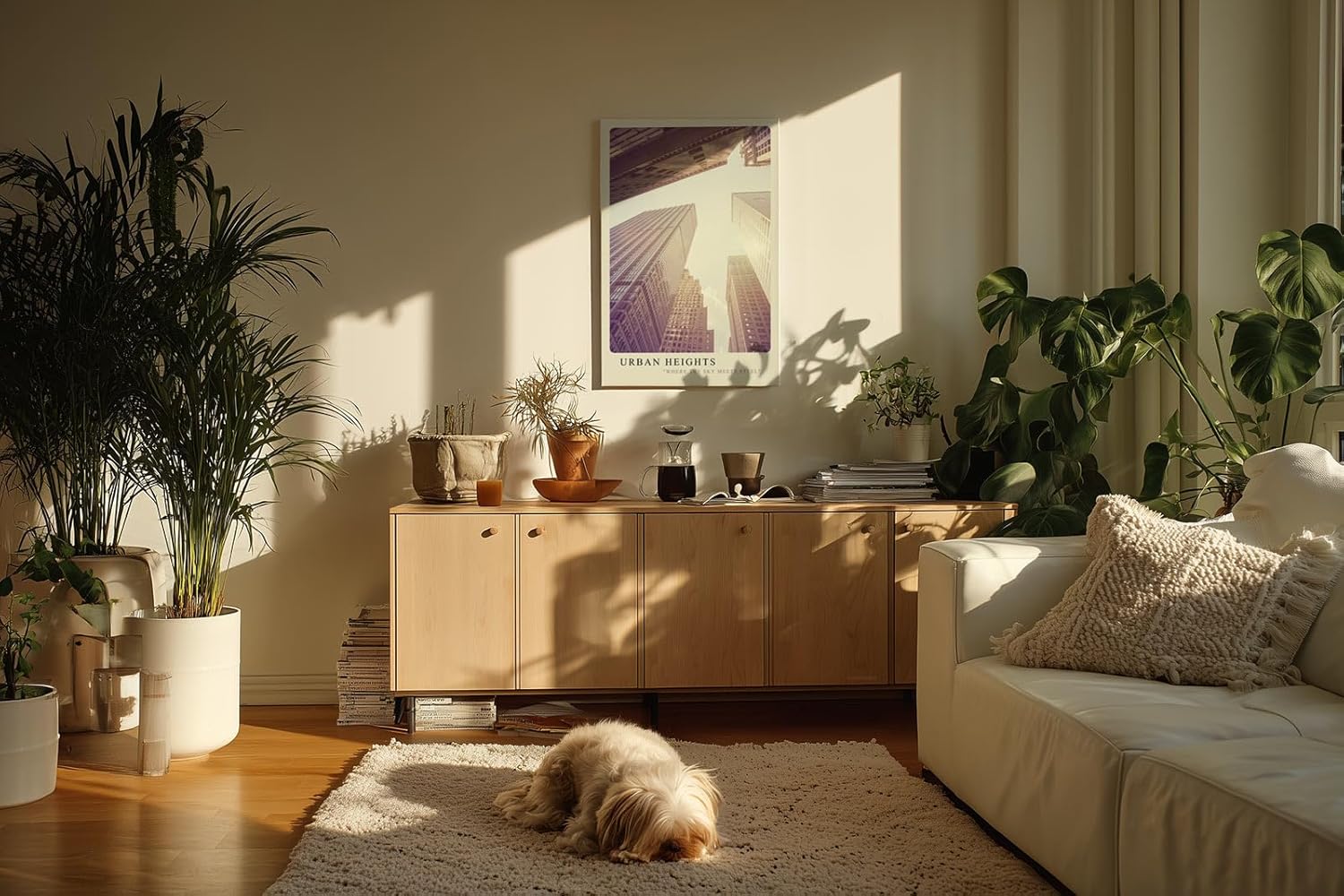 Paul Sinus Kunstdruck 40x60cm Urban Heights – Wolkenkratzerperspektive im Morgenlicht