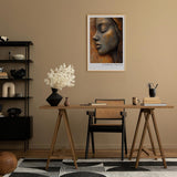 Paul Sinus Leinwandbild 40x60cm Leinwandbild Skulpturale Eleganz in Bronze – Kunstvolle Reliefoptik mit weiblichem Gesicht, warme Erdtöne