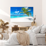 Wandbild 120x80cm Südseeparadies Palmen Strand Sonne Meer Türkis