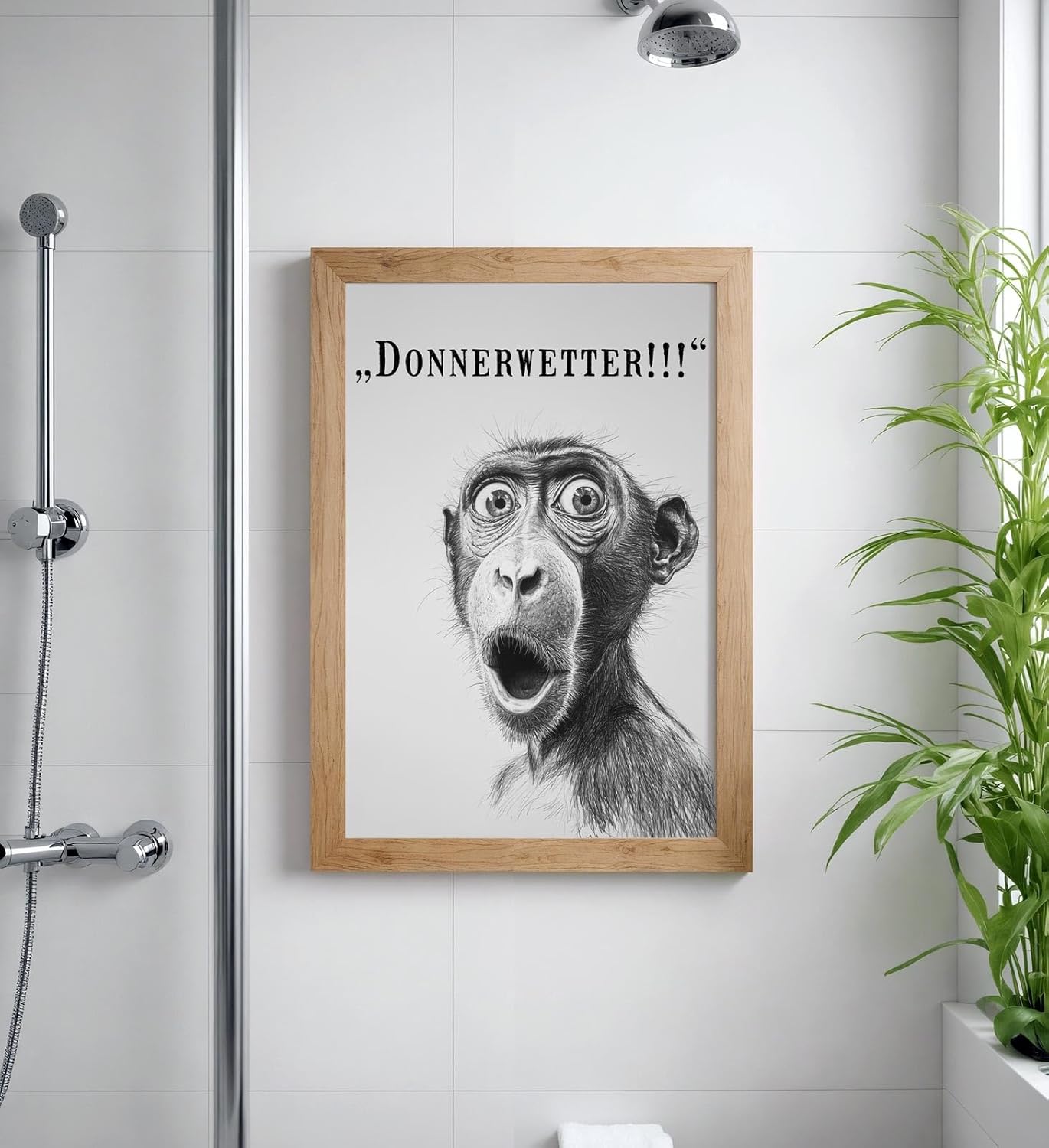 Paul Sinus Poster/Leinwandbild/Rahmenoption Lustiges Affenbild – Witzige Klo-Deko fürs Gäste-WC – Perfekt für Überraschungsmomente