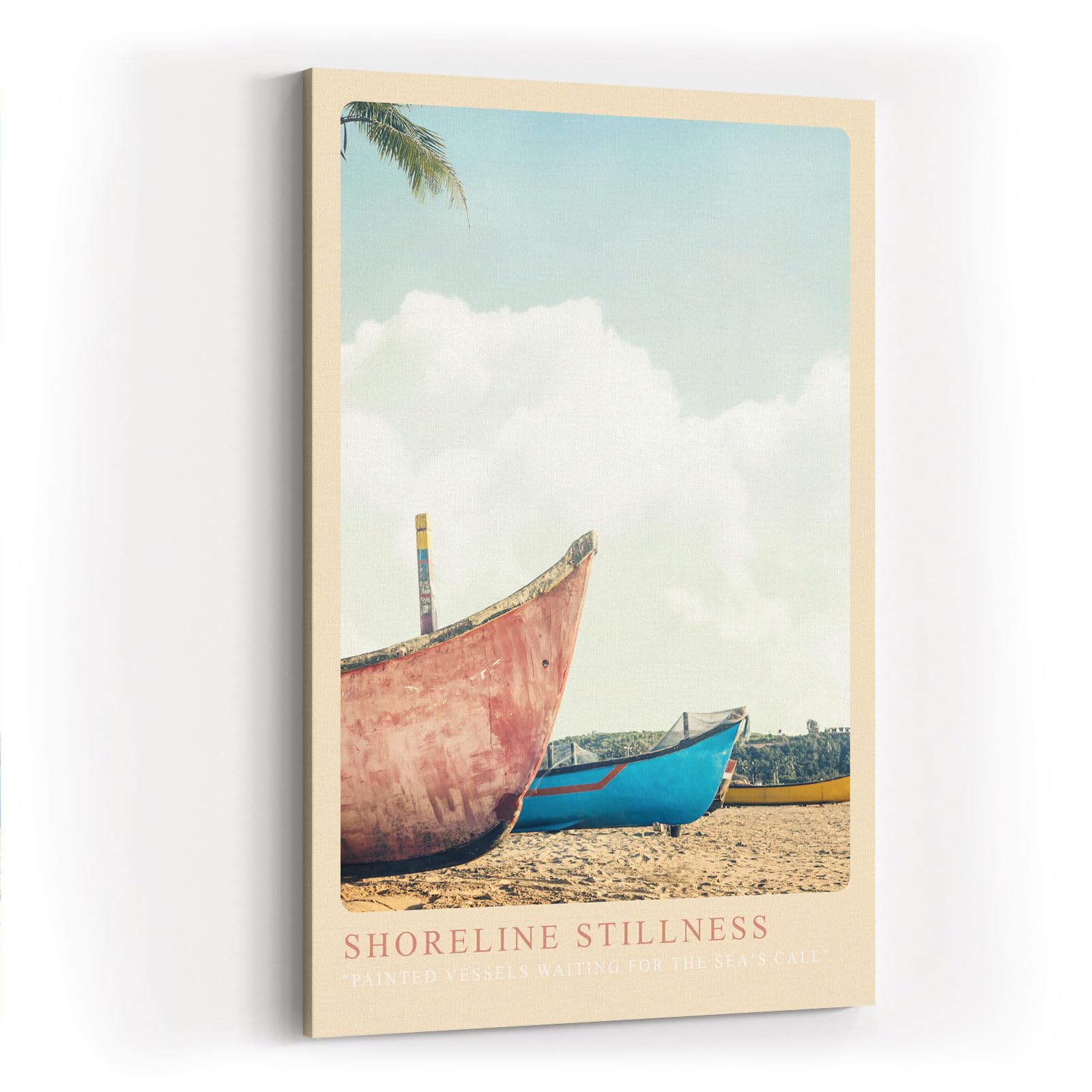 Paul Sinus Kunstdruck 40x60cm Shoreline Stillness ruhige Boote am Sandstrand mit pastelligem Himmel und maritimer Gelassenheit