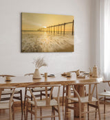Paul Sinus Wandbild 120x80cm Holzsteg am Strand Sonnenuntergang Abendröte Meer
