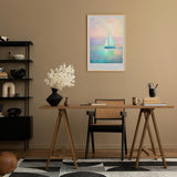Paul Sinus Leinwandbild 40x60cm traumhafte Segelboot-Szene in pastellfarbenem Himmel und ruhigem Meer – kunstvolles Leinwandbild