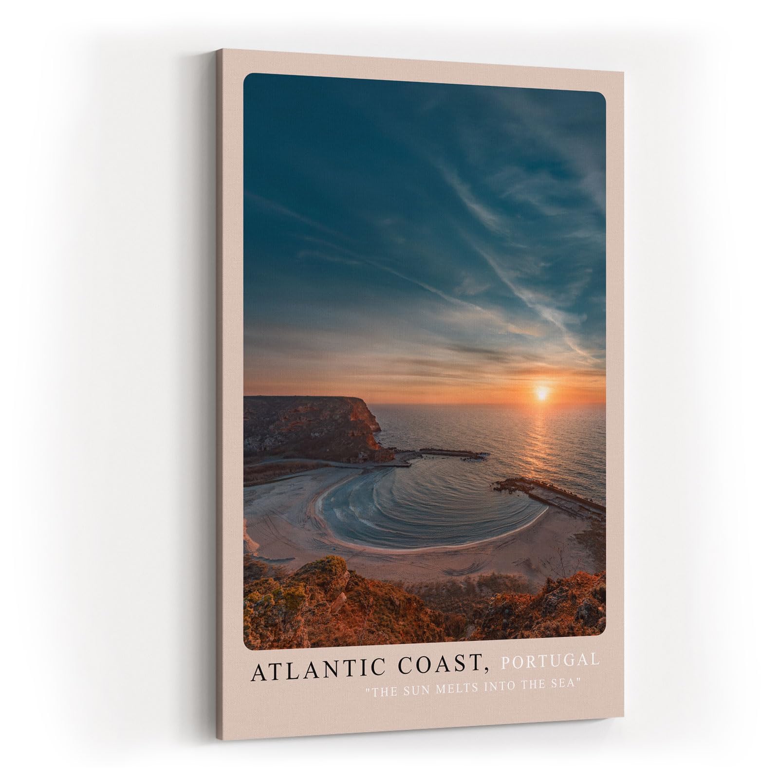 Paul Sinus Kunstdruck 40x60cm Atlantic Coast Portugal – Sonnenuntergang über atlantischer Bucht in dramatischem Licht