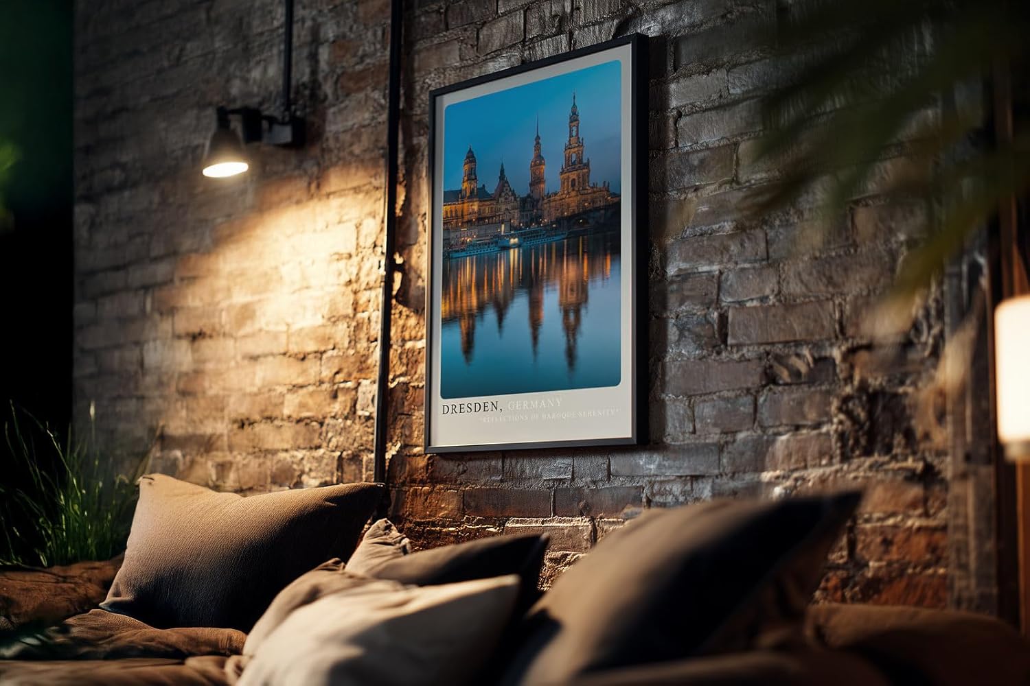 Paul Sinus Kunstdruck 40x60cm Dresden Germany – Barocke Altstadt mit Spiegelung in der Elbe bei abendlichem Licht