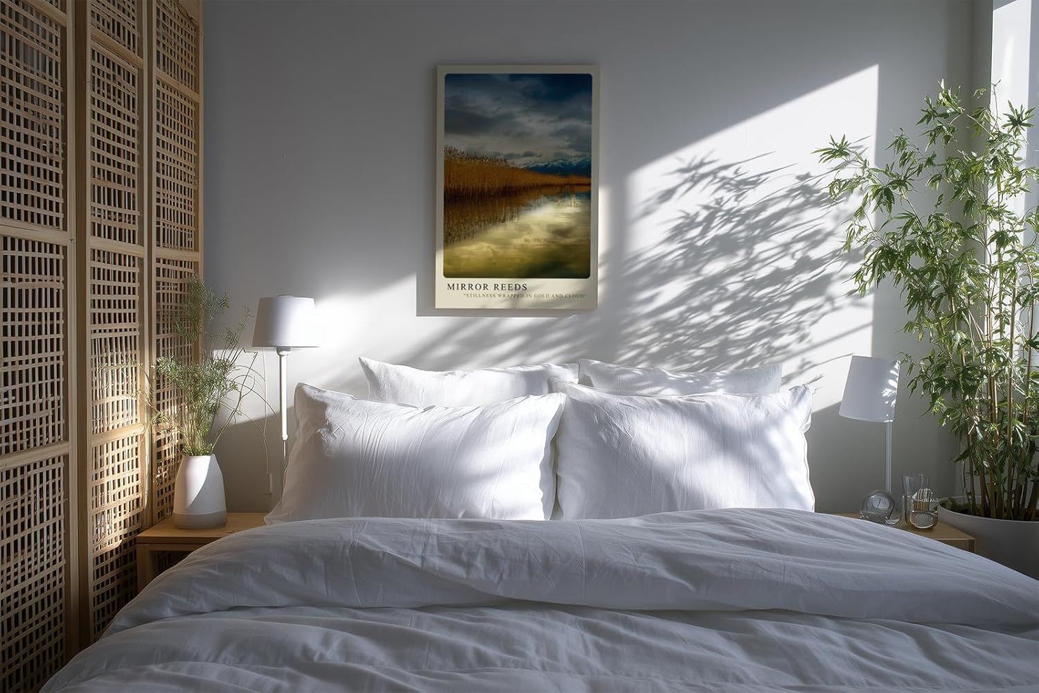 Paul Sinus Kunstdruck 40x60cm Schilf See Spiegelung Natur Berge Stille Landschaft Mirror Reeds