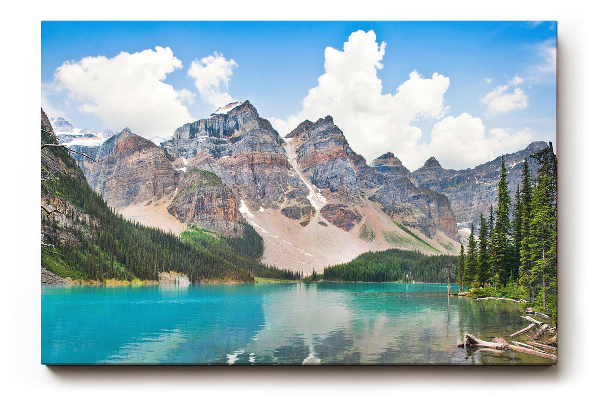 Sinus Art Wandbild 120x80cm Kristallklarer See vor majestätischer Bergkulisse mit intensiver Spiegelung