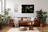 Sinus Art Wandbild 120x80cm Anmutige Darstellung von Goldfischen in harmonischer Farbkomposition